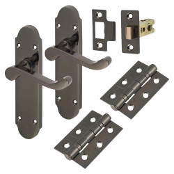 Touchpoint Black Nickel Victorian Summer Scroll Latch Door Handles Pack