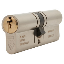 ERA 3 Star 6 Pin 95mm Euro Double Cylinder - 45mm + 50mm - Satin Nickel/ Brass - Keyed to Differ