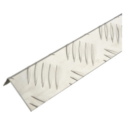 Rothley 2500mm Aluminium Angle - Unequal Sided - 53.6 x 29.5 x 1.5mm - Checker Plate 5 Bar Tread