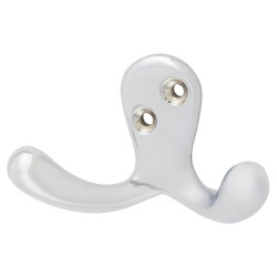 Alexander & Wilks Victorian Double Coat Hook - 30 x 24mm - Polished Chrome