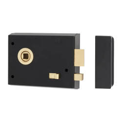 Olde Forge Rim Lock with Snib - 105 x 80mm - Antique Black Iron