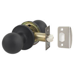Touchpoint Matt Black Bala Hotel Passage Mortice Door Knobset - 65mm Rose Diameter