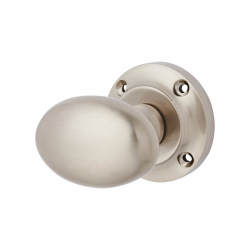 Altro Satin Nickel Oval Mortice Door Knob - 57mm Rose Diameter