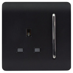 Trendi 13A 1 Gang Screwless Double Pole Switched Socket - Matt Black