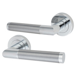 Excel Polished/Satin Chrome Door Handles on Round Rose - Serena Range