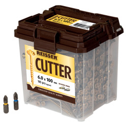 Reisser Cutter Pozi Countersunk Wood Screws Tub - 6 x 100mm - Yellow Zinc - Pack of 185