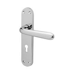Touchpoint Polished Chrome Keyhole Lock Door Handles - Arezzo Range - 182 x 39mm