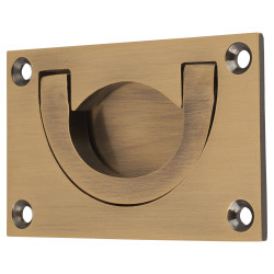 Altro Flush Chest Drawer Cabinet Pull Handle - 75 x 45mm - Antique Brass