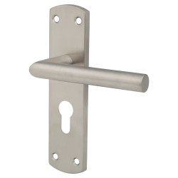 Altro Satin Stainless Steel Mitred Euro Lock Door Handles - 172 x 44mm