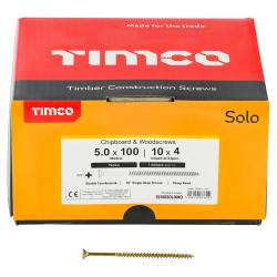 TIMCO Solo Chippy Pozi Countersunk Wood Screws - 5.0 x 100mm - Yellow Zinc - Pack of 1000