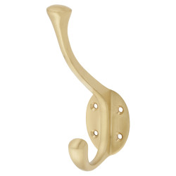 Victorian Heavy Duty Single Hat & Coat Hook - 143 x 65mm - Satin Brass