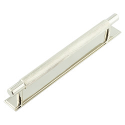 Hoxton Frelan Taplow 18mm Knurled T-Bar Cabinet Pull Handle on Stepped Backplate - 224mm c/c - Polished Nickel