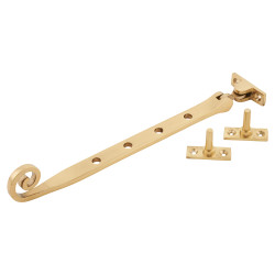 Altro Cast Open Curl Casement Window Stay - 10"/250mm Length - Polished Brass