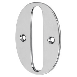 79mm Screw Fix Door Numeral - 0 - Bright Chrome