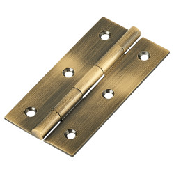 Solid Drawn Butt Cabinet Hinge - 75 x 40 x 2.0mm - Antique Brass - Pair