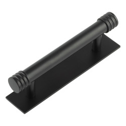 Hoxton by Frelan Sturt 15mm Reeded T-Bar Cabinet Pull Handle on Plain Backplate - 96mm c/c - Black