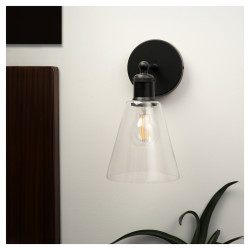Altro Divi Indoor Wall Light - Matt Black Fittings and Hooded Clear Glass Shade