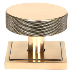 From The Anvil Brompton Round Knurled Centre Door Knob on Square Rose - 90 x 90mm Rose - Pol Bronze