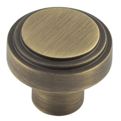Hoxton by Frelan Cropley Stepped Round Cabinet Knob - 30mm Diameter - Antique Brass