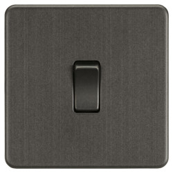 Knightsbridge 10AX 1 Gang Screwless Flat Plate Double Pole Light Switch - Smoked Bronze