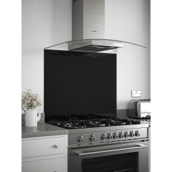 Self Adhesive Glass Kitchen Splashback - 750 x 900mm - Black Sparkle