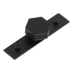 Hoxton by Frelan Nile Hex Cabinet Knob on Plain Backplate - 40mm Diameter - Black