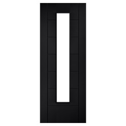 LPD Linear 1 Light Clear Glazed Pre-Finished Laminate Semi-Solid Internal Door - 1981 x 686mm - Black