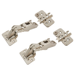 Blum CLIP Top Cabinet Hinge Pack with 0mm Mounting Plates - 170° - Un-Sprung - Overlay - Pair