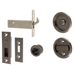 Klug Round Flush Privacy Set with Bolt - Black Nickel