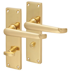 Touchpoint Polished Brass Victorian Straight Bathroom Door Handles - 155 x 42mm