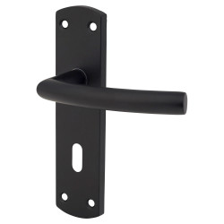 Altro Matt Black Arched Keyhole Lock Door Handles - 172 x 44mm