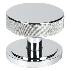 From The Anvil Brompton Round Knurled Centre Door Knob on Art Deco Rose - 90mm Rose - Pol Chrome