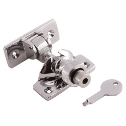 Hampstead Locking Brighton Screw Pattern Sash Window Fastener - 57 x 22mm - Polished Chrome