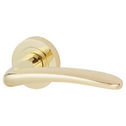 Touchpoint Polished Brass Door Handles on Round Rose - Eloise Range