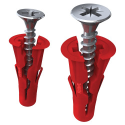 Rawlplug UNO Wall Plug - 6 x 28mm - Red - Pack of 96
