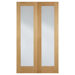 LPD Pattern 20 Clear Glazed Unfinished Internal French Doors - 1981 x 1067 x 40mm - Oak