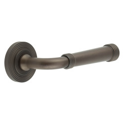Burlington by Frelan Dark Bronze Fire Rated Door Handles on Round Reeded Rose - Highgate Range