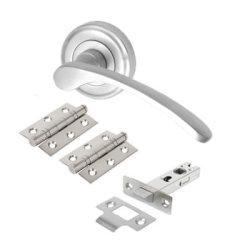 Heritage Brass by M Marcus Satin Chrome Latch Door Handles on Rose Pack - Sophia Range
