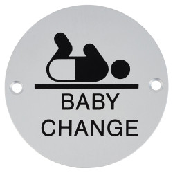 Touchpoint Baby Change Door Sign - 75mm Diameter - Satin Aluminium