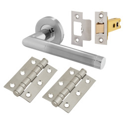 Altro Polished/Satin Stainless Steel Latch Door Handles on Rose Pack - Duo 2 Range