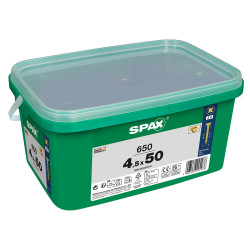 SPAX Yellox Pozi Countersunk Wood Screws Tub - 4.5 x 50mm - Yellow Zinc - Pack of 650