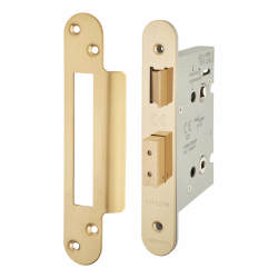 Altro Architectural Bathroom Lock - 78mm Case - 57mm Backset - Radius - PVD Brass