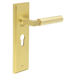 Burlington by Frelan Satin Brass Fire Rated Euro Lock Door Handles - Westminster - 200 x 55mm