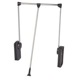 Heavy Duty Double Pull Down Soft Close Wardrobe Rail Lift - 570-720mm - Max 18kg - Black/Chrome