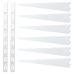 Altro Twin Slot Shelving Kit - 2 x 1500mm Shelf Wall Uprights & 6 x 470mm Shelf Brackets - White