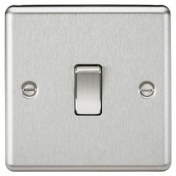 Knightsbridge 20A 1 Gang Round Edge Double Pole Appliance Switch - Brushed Chrome