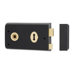 Olde Forge Plain Edge Rim Sashlock - 145 x 80mm - Antique Black Iron