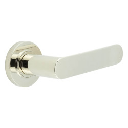 Burlington by Frelan Polished Nickel Fire Rated Door Handles on Round Rose - Kensington Range