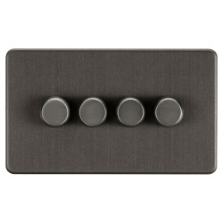 Knightsbridge 5 - 150W 4 Gang 2 Way Push On/Off Rotary Intelligent LED Dimmer Switch - Smoked Bronze