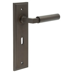 Burlington by Frelan Dark Bronze Fire Rated Keyhole Lock Door Handles - Westminster - 200 x 55mm